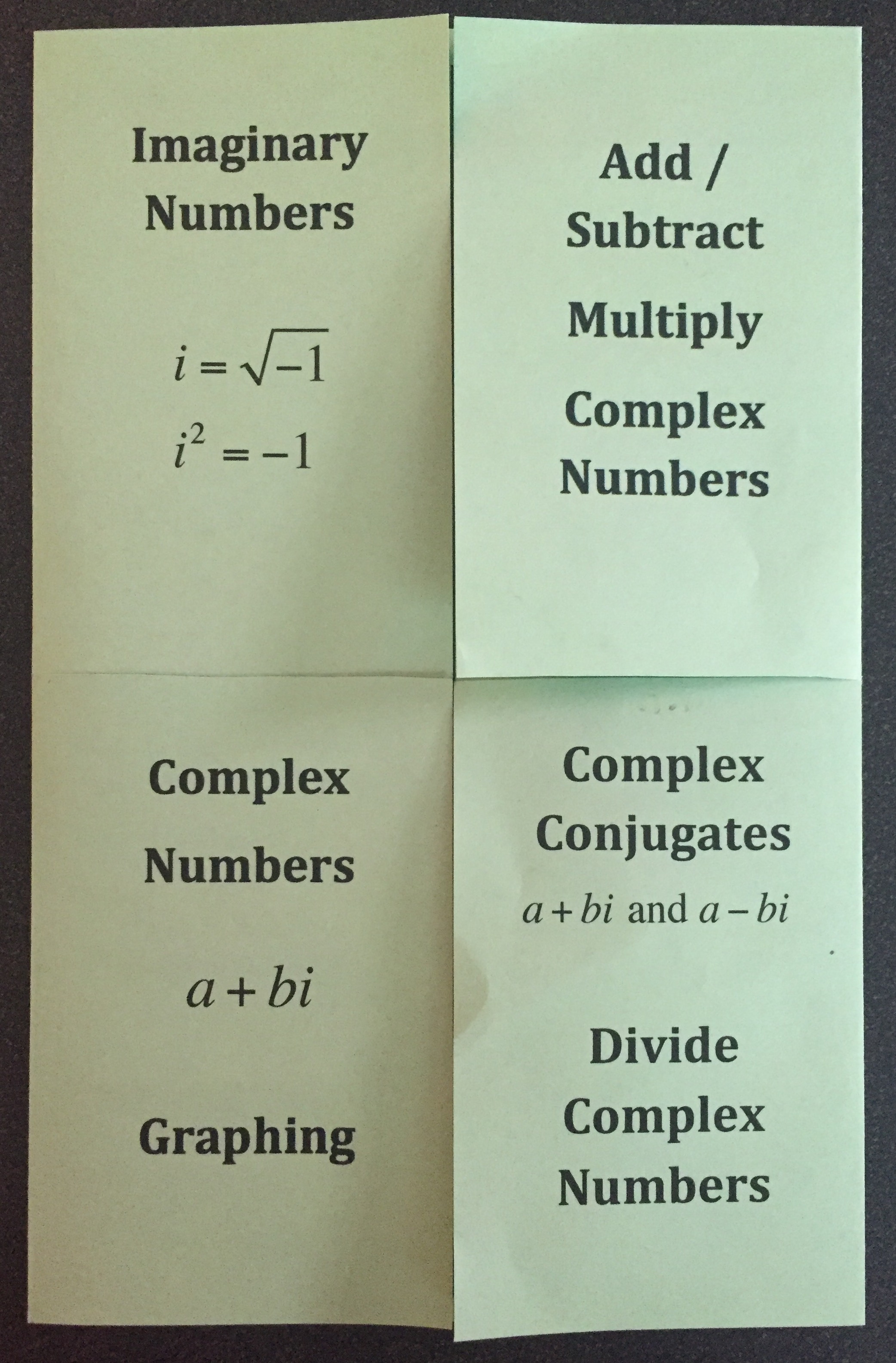 Complex Numbers Foldable  I Speak Math Regarding Simplifying Complex Numbers Worksheet